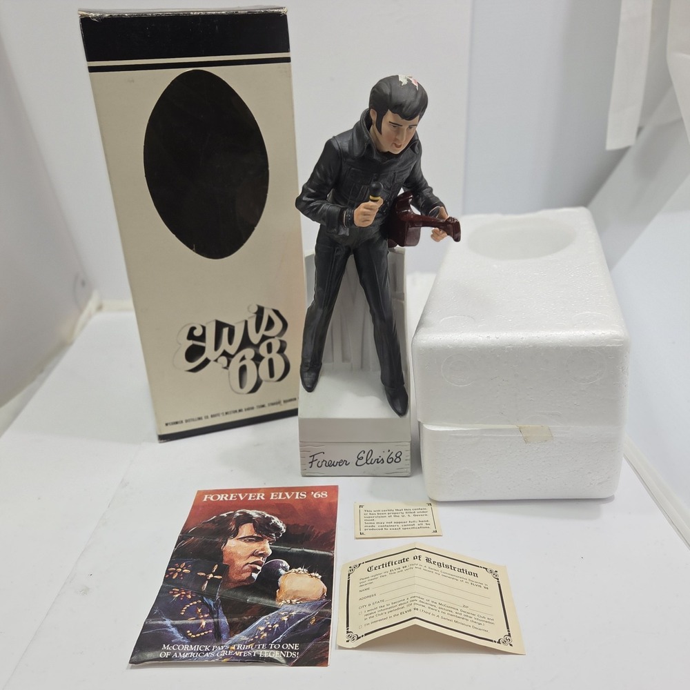 1977 McCormick Forever Elvis 68‎ Music Box Whiskey Decanter Empty W/ Box
